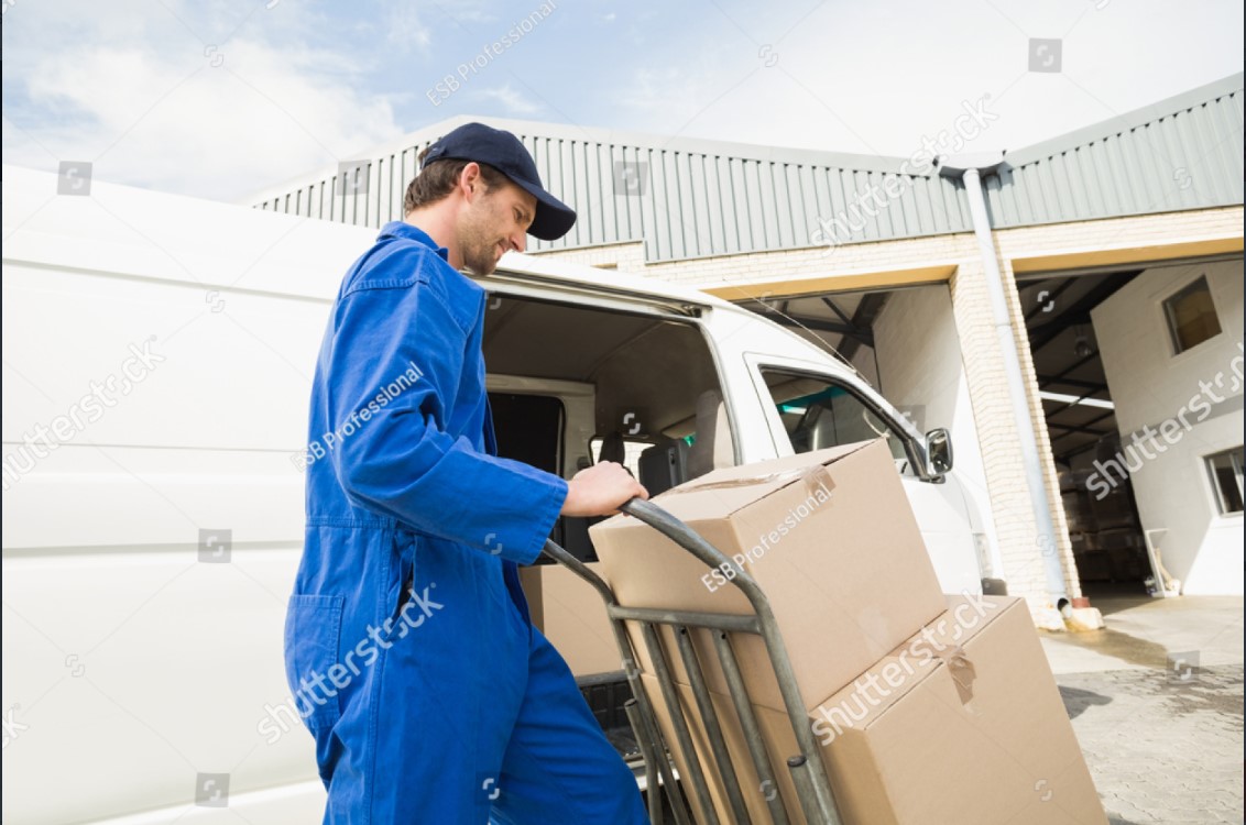 delivery man with boxes